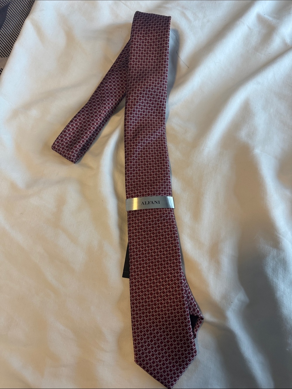 Alfani Men's Maroon Micro-Pattern Silk Tie